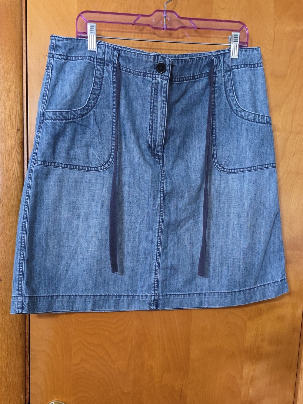 Talbots Light Blue Denim Mini Skirt with Front Pockets